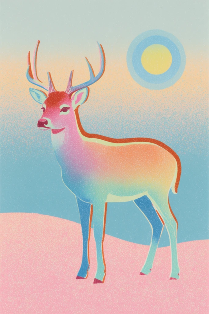 Vibrant Retro Printwork style AI image example 3