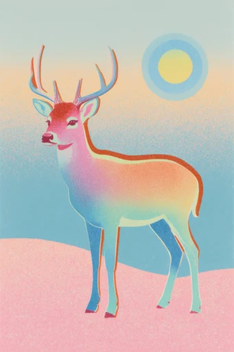 Vibrant Retro Printwork style AI image example 3