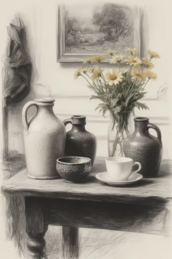 Monochrome Academic Realism style reference image — monochrome charcoal portrait
