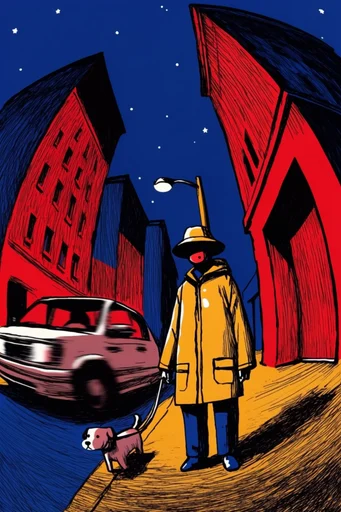 Distorted Graphic Noir style reference image — fisheye lens perspective