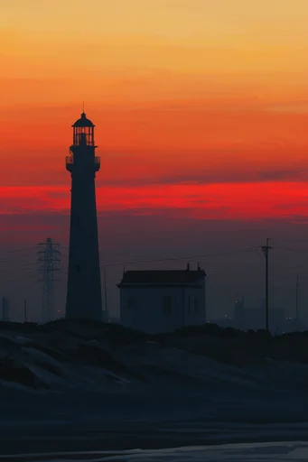 Crimson Twilight Silhouette style reference image — saturated orange and purple