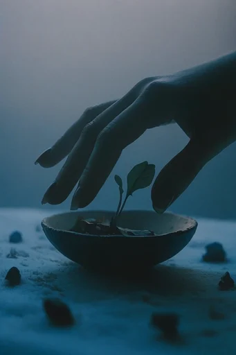 Ethereal Blue Solitude style reference image — ethereal heavy fog
