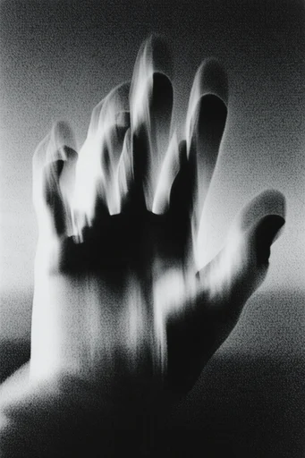 Spectral Kinetic Noir style reference image — heavy film grain