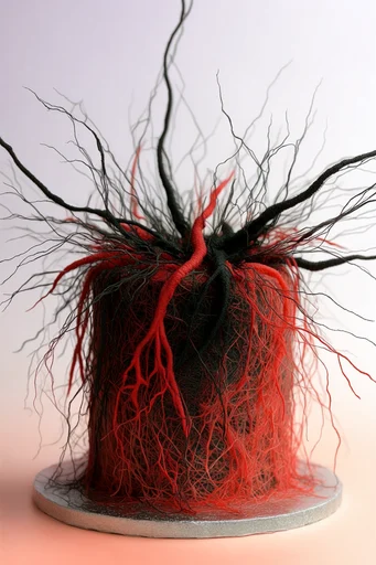 Visceral Crimson Abstraction style reference image — synthetic biology aesthetic