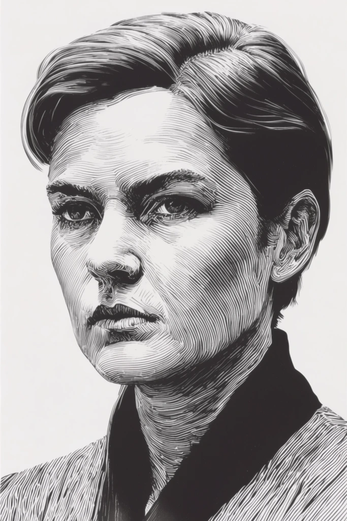 Topographic Engraving Portraiture style AI image example 1