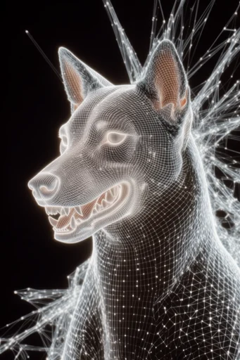 Monochrome Cybernetic Deconstruction style AI image example 3