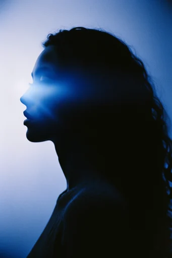 Nocturnal Cobalt Silhouette style reference image — ethereal blue haze