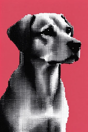 Graphic Halftone Brutalism style reference image — CMYK color layers