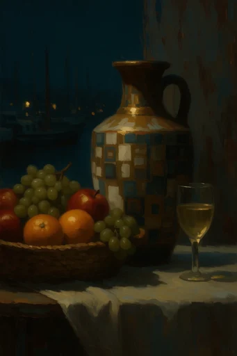 Nocturnal Urban Melancholy style reference image — painterly impasto texture