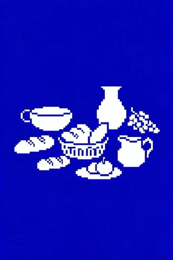 Minimalist Cobalt Pixelism style reference image — cobalt blue and white