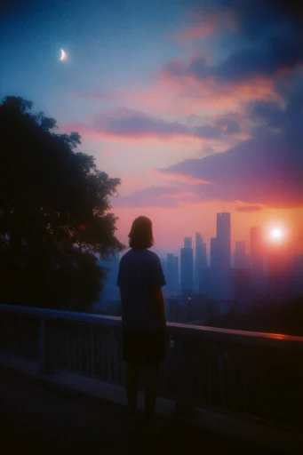 Ethereal Twilight Nostalgia style reference image — lo-fi analogue film photography
