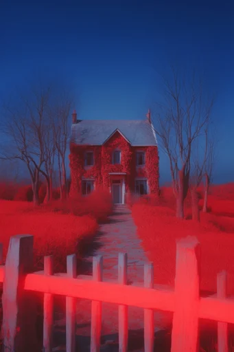 Surreal Infrared Crimson style reference image — ethereal dreamscape