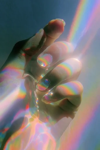 Luminous Prismatic Dreamscape style reference image — iridescent glass caustics