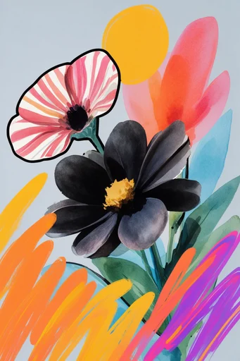 Dynamic Kinetic Collage style reference image — high-contrast pop art