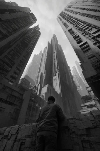 Monolithic Brutalist Vertigo moodboard — generate AI images in this style