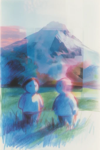 Ethereal Sketch Synthesis style reference image — double exposure