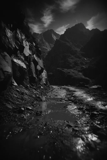 Atmospheric Monochrome Noir style reference image — high-contrast monochrome