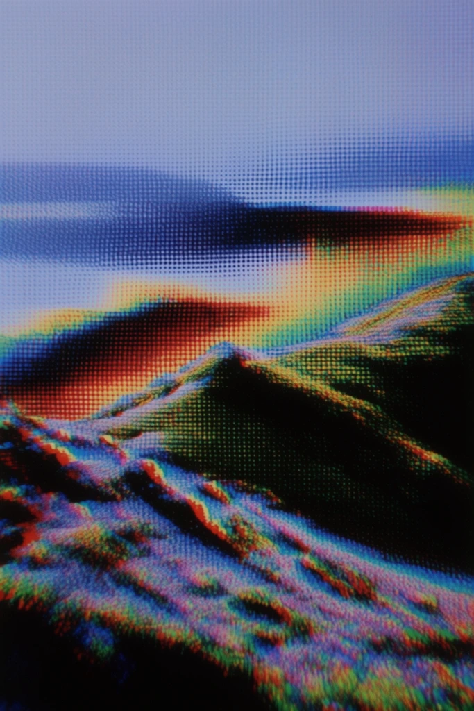 Iridescent Digital Distortion style AI image example 2