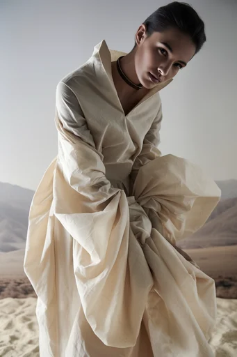 Sculptural Neutral Minimalism style reference image — sculptural fashion