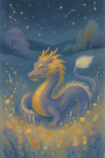Luminous Nocturnal Folklore style reference image — soft impasto texture