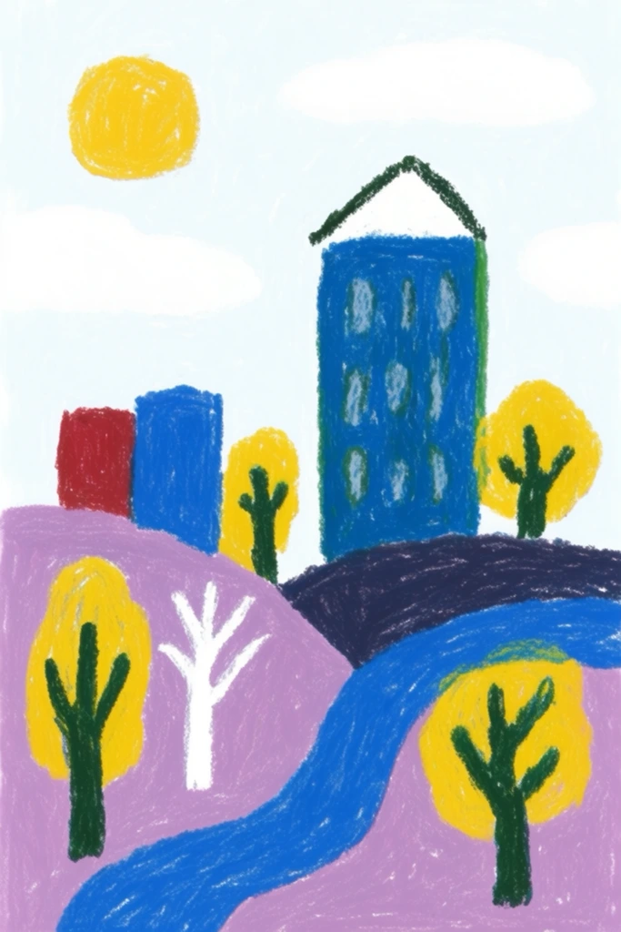 Textured Naive Storybook style AI image example 2