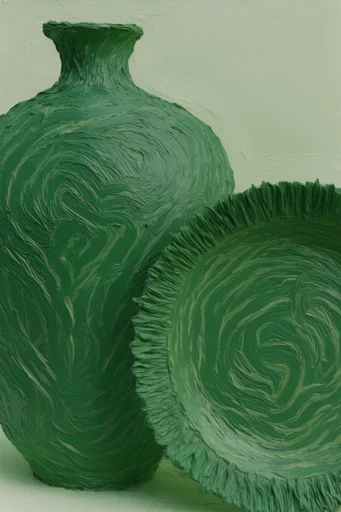 Tactile Verdant Surrealism style reference image — tactile impasto texture