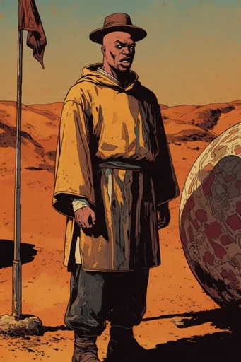 Retro Desert Noir style reference image — high-contrast shadows