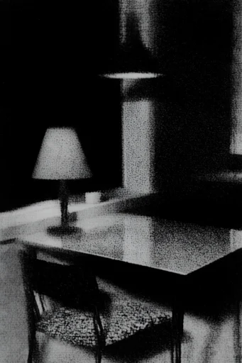 Monochrome Analog Void style reference image — heavy film grain