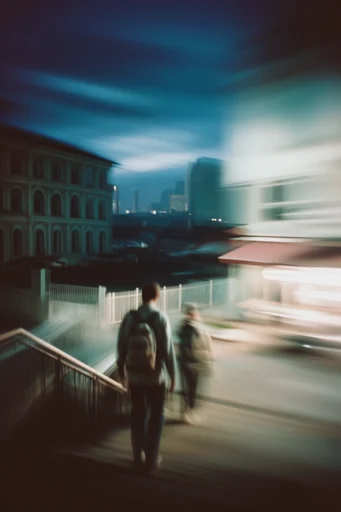 Nocturnal Cinematic Blur style reference image — intentional motion blur