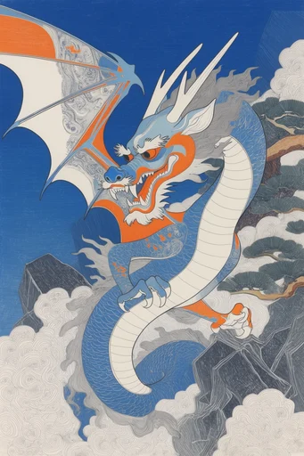 Graphic Ukiyo-e Modernism style reference image — stipple texture