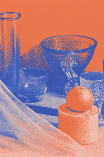 Tactile Risograph Duotone style reference image — duotone color palette