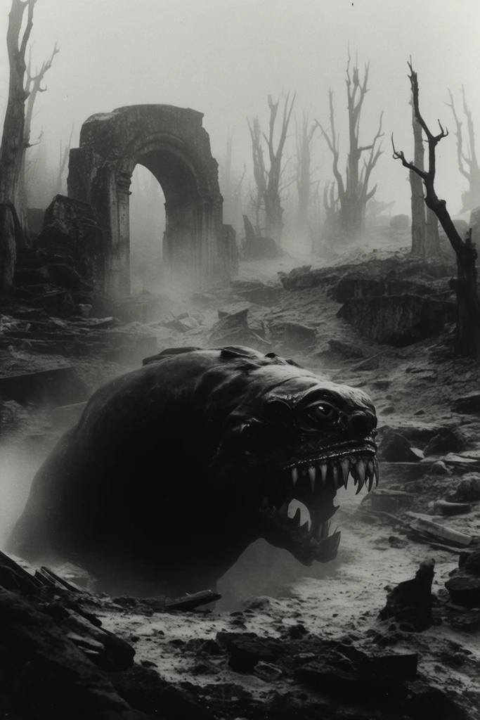 Monolithic Atmospheric Dread style AI image example 3
