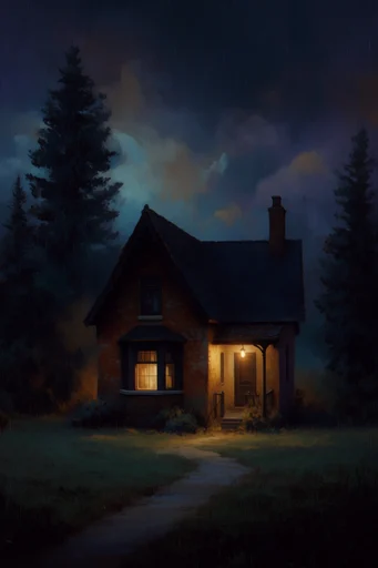 Nocturnal Atmospheric Whimsy style reference image — misty night environment