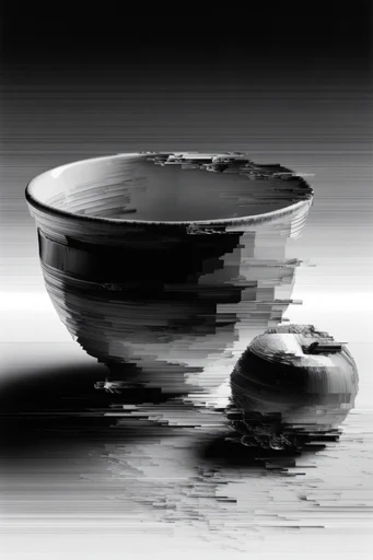 Monochromatic Digital Disintegration style reference image — pixel sorting