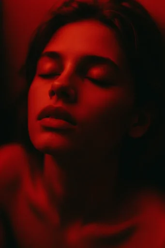 Crimson Noir Futurism style reference image — chiaroscuro lighting