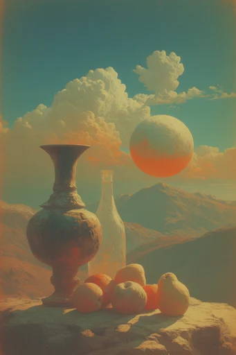 Vintage Cosmic Surrealism style reference image — Moebius style
