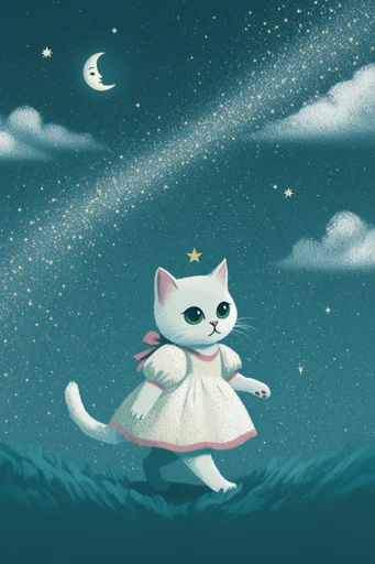 Nocturnal Mystical Whimsy style reference image — starlit night sky