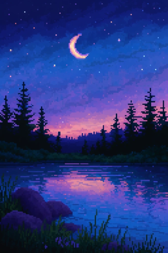 Nostalgic Twilight Pixelscapes style AI image example 2