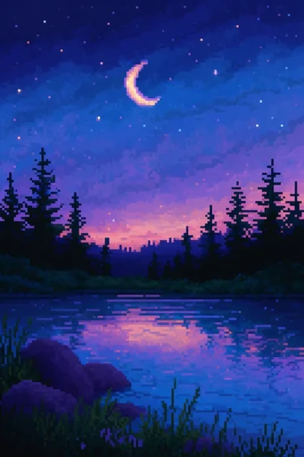 Nostalgic Twilight Pixelscapes style AI image example 2