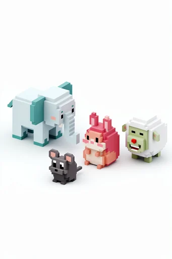 Glossy Isometric Voxel style AI image example 3