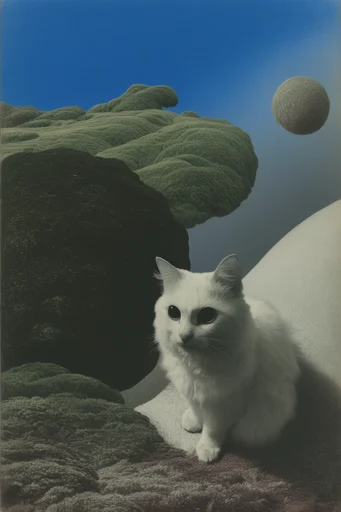 Surreal Pastoral Liminality style reference image — floating geometric elements