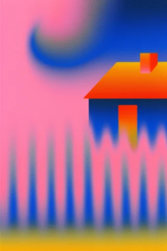 Neon Glitch Risography style AI image example 4