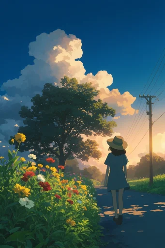 Nostalgic Summer Anime style reference image — cel-shaded illustration