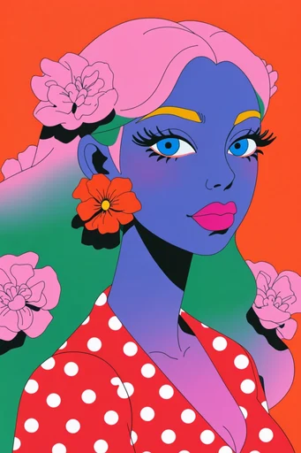 Vibrant Neo-Psychedelic Pop style reference image — surreal whimsical characters