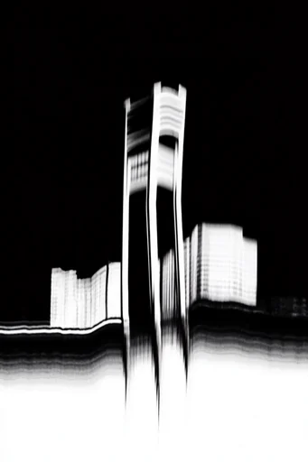 Monochrome Glitch Brutalism style reference image — high-contrast monochrome