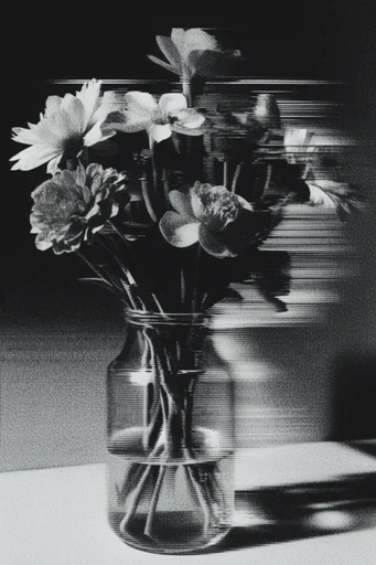 Monochrome Glitch Noir style reference image — motion blur