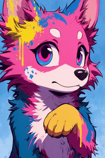 Cobalt Neon Pop style reference image — expressive character portrait