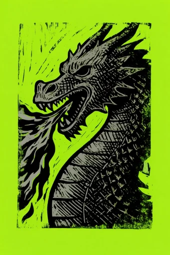 Graphic Linocut Printmaking style reference image — distressed stamp effect