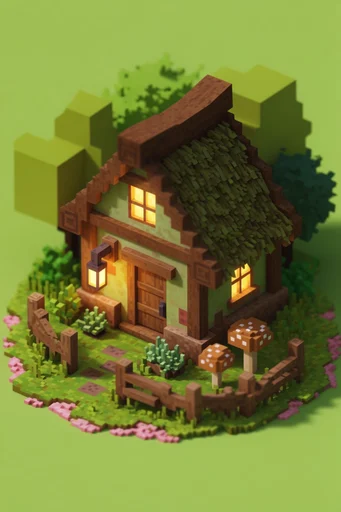 Charming Isometric Voxelworlds style AI image example 4