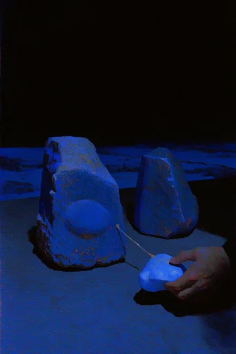 Nocturnal Cosmic Minimalism style reference image — high-contrast chiaroscuro